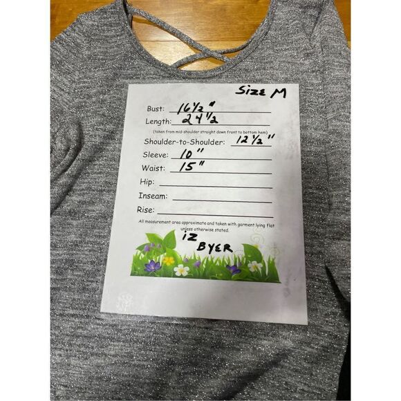 IZ Byer silver metallic 3/4 length sleeves shirt. - Picture 8 of 8